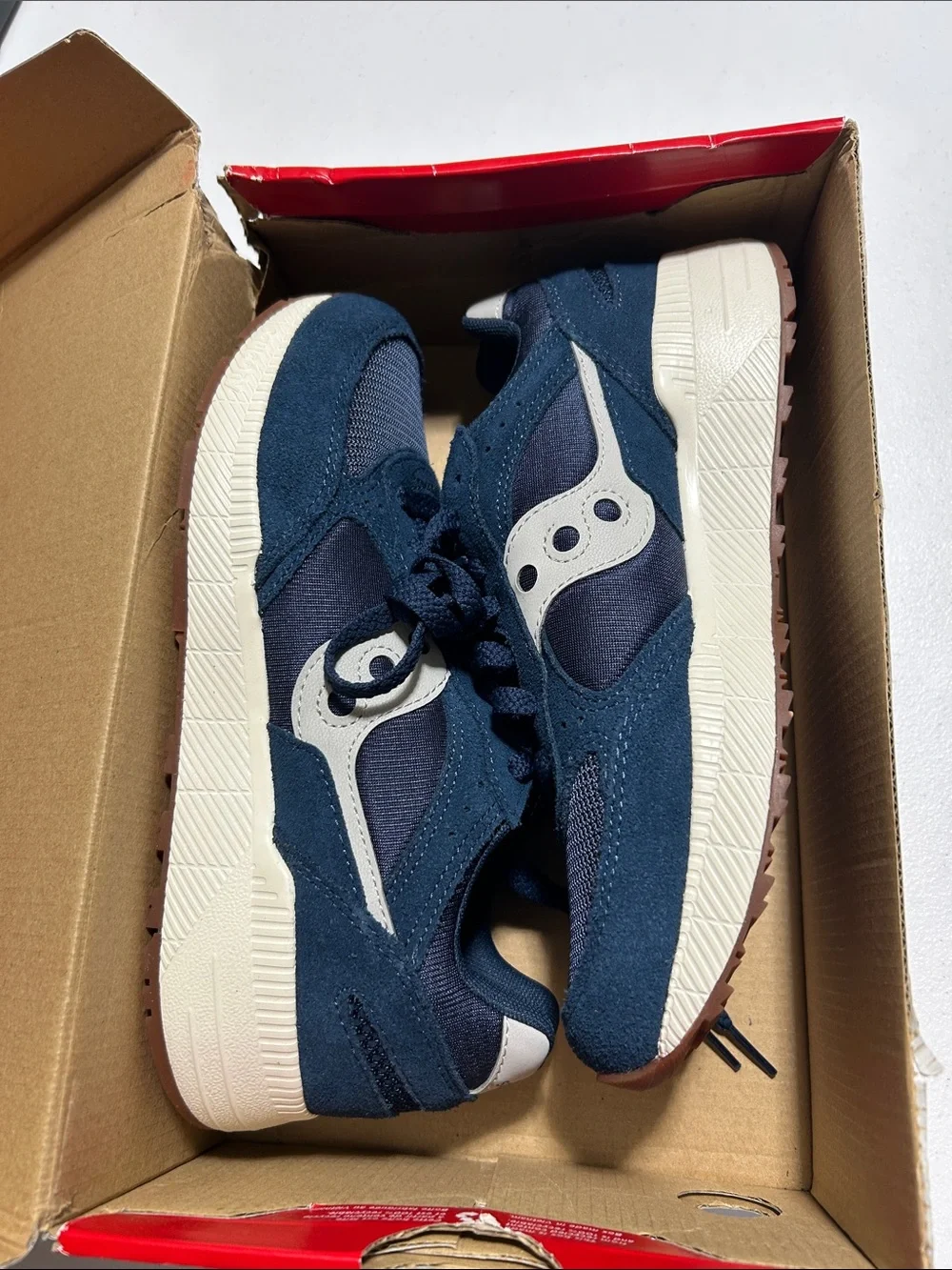Saucony Men's Navy and White Retro Trainer Sneakers